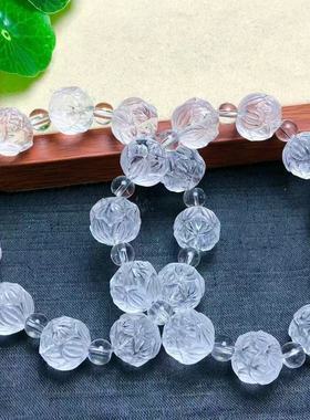 天然白水晶莲花单圈手链 约12毫米左右 diy配饰简约百搭礼物