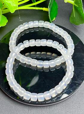 天然 白玛瑙直切单圈手链 约7毫米 diy配饰简约百搭礼物