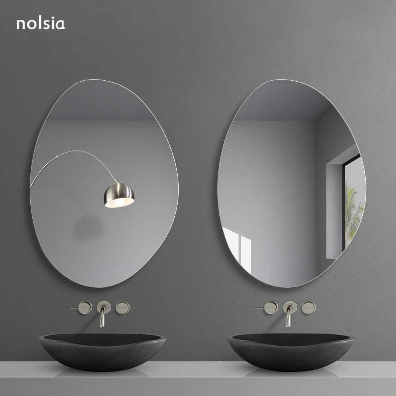 异形浴室镜子贴墙自粘卫生间不规则镜子挂墙式洗手间洗漱台化妆镜