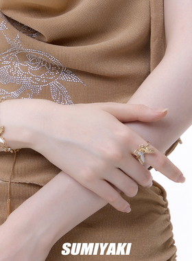 SUMIYAKI金色贝母蝴蝶戒指