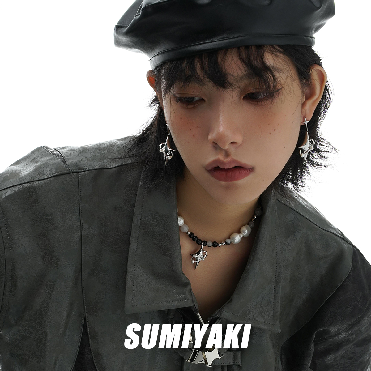 SUMIYAKI原创星体耳环女小众设计感高级耳饰中性银针新款中性耳钉 - 图1