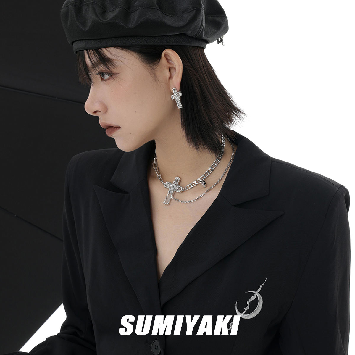SUMIYAKI Baldwin IV傲慢十字架耳环 神秘且迷人镜面高级感耳饰女 - 图1