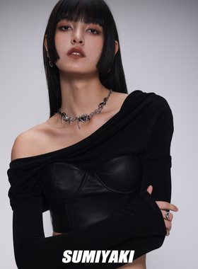 SUMIYAKI朋克爱心皮革项链