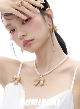 木雕系列天然木头蝴蝶结珍珠项链