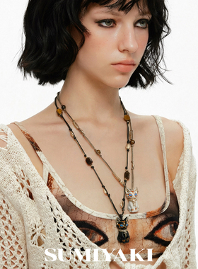 法老猫埃及猫项链串珠毛衣链