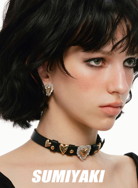 烟花爱心系列皮革锁骨链