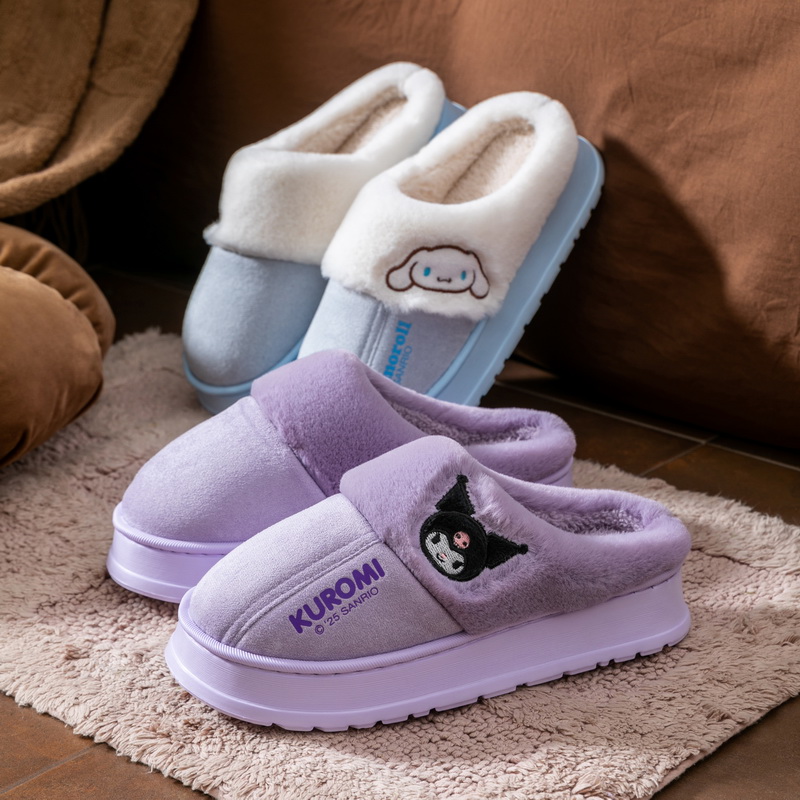 潮爆亲子HelloKitty猫棉拖鞋女士冬季新款毛绒防滑儿童棉鞋包头拖 - 图0