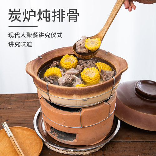 碳炉子港式木炭火锅砂锅打边炉红泥炉炭炉老式陶土家用商用烧炭炉 - 图3