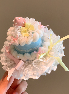 少女心！粉色樱桃蛋糕帽子发夹！