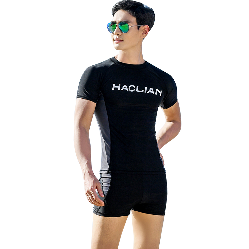 韩启运动户外专营店男士泳衣泳裤套装分体上衣防晒冲浪潜水服短袖短裤专业速干游泳裤3
