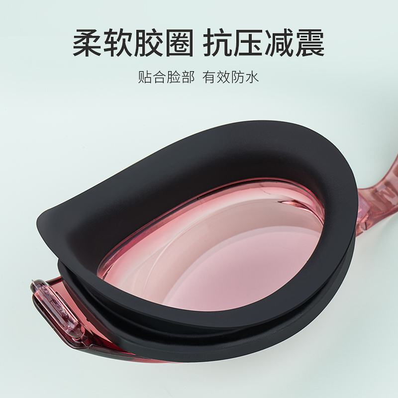 韩启运动户外专营店特步泳镜高清近视防水防雾透明镜男女成人款专业潜水游泳眼镜装备1