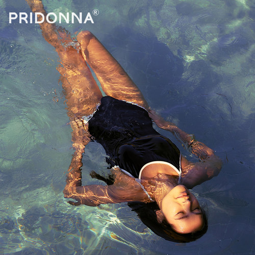 PD谱多娜连体泳衣女细白边美背遮肚显瘦三角修身时尚竞速游泳衣 - 图2