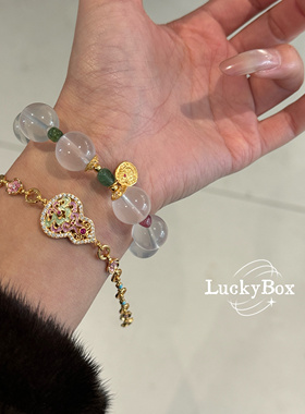 「福禄翻倍」天然水沫玉葫芦新中式珐琅AB双面设计两戴925银手链