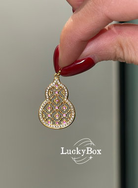 「福禄加码」镂空花窗AB面两戴镶钻925银葫芦吊坠项链新中式轻奢