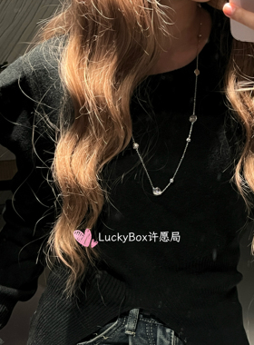 「愿你如山茶」山茶花猫眼珠长款925银轻奢毛衣项链优雅双层叠戴