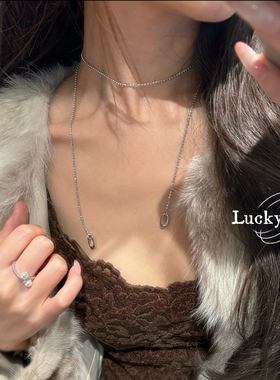 「圈圈圆圆」意大利车花珠长款925银毛衣链简约气质叠戴环扣项链