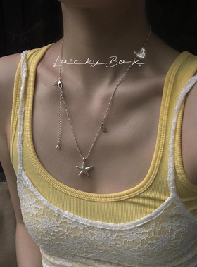 「幸运海星」925银长款项链小众设计立体不规则哑光海星ins风甜酷