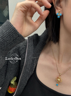 「天王星」天然原矿无优化美松绿松石925银行星水滴吊坠项链小众