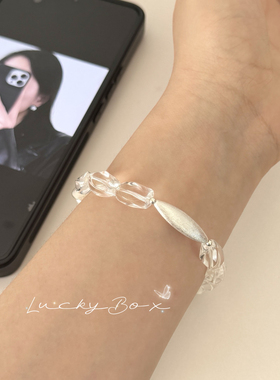 「双生」天然白水晶拉丝银管双层淡水珍珠重工手串小众设计高级感