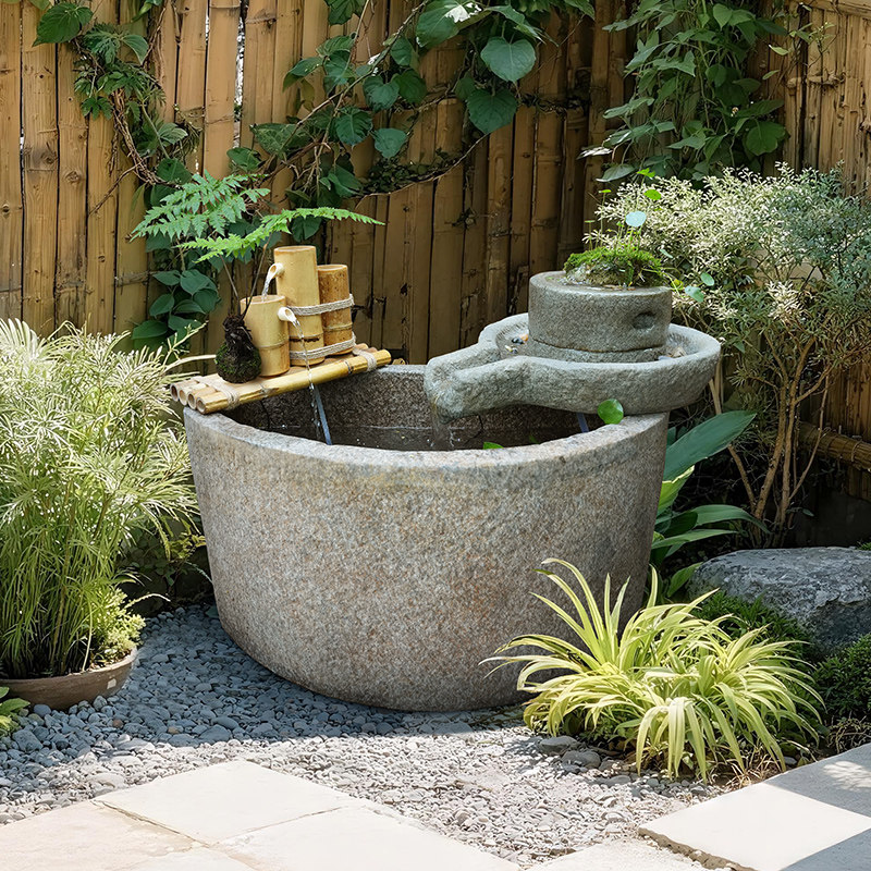 水磨坊户外庭院流水摆件循环水景观鱼池别墅花园大型鱼缸造景喷泉,淘宝优惠券,粉丝福利购,淘宝优惠卷