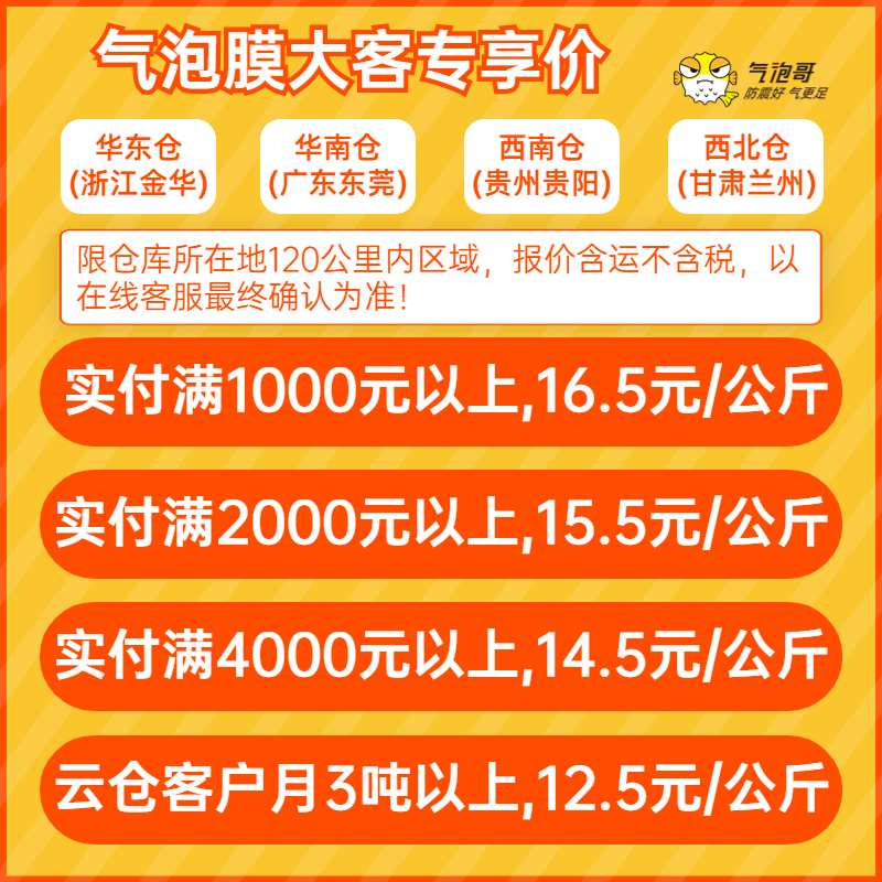 气泡膜卷装 加厚防震膜快递打包泡沫包装膜袋泡泡袋子50cm 气泡哥