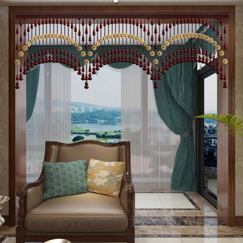 网红免打孔桃木葫芦珠帘隔断玄关过道阳台门帘卧室成品装饰挂帘子 - 图1