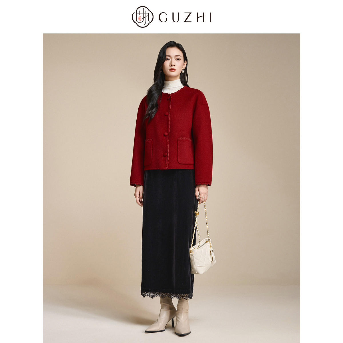 固执2025冬季新款法式复古气质圆领绵羊毛双面毛呢短款外套女,淘宝优惠券,粉丝福利购,淘宝优惠卷