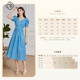 Stubborn summer new retro temperament v-neck puff sleeve waist dress short-sleeved dress 32232LQ08175