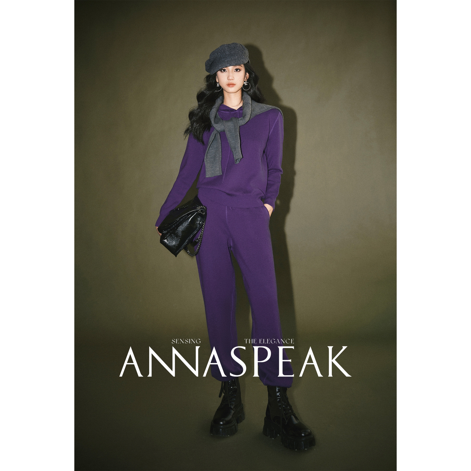 ANNASPEAK Cleanfit澳毛高支带帽针织卫衣/针织裤AS冬季新款套装