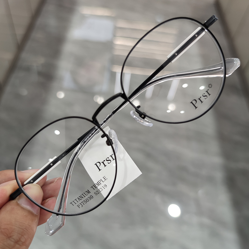 Prsr帕莎新款眼镜框架时尚复古男女近视圆形大框超轻钛架PJ75030 - 图2