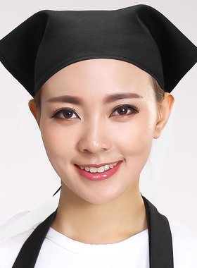 厨乐乐三角头巾厨师服务员包头帽
