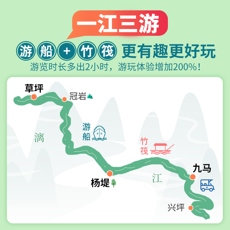 漓江游船竹筏桂林旅游3天2晚跟团游纯玩龙脊梯阳朔遇龙千古情三日 - 图1