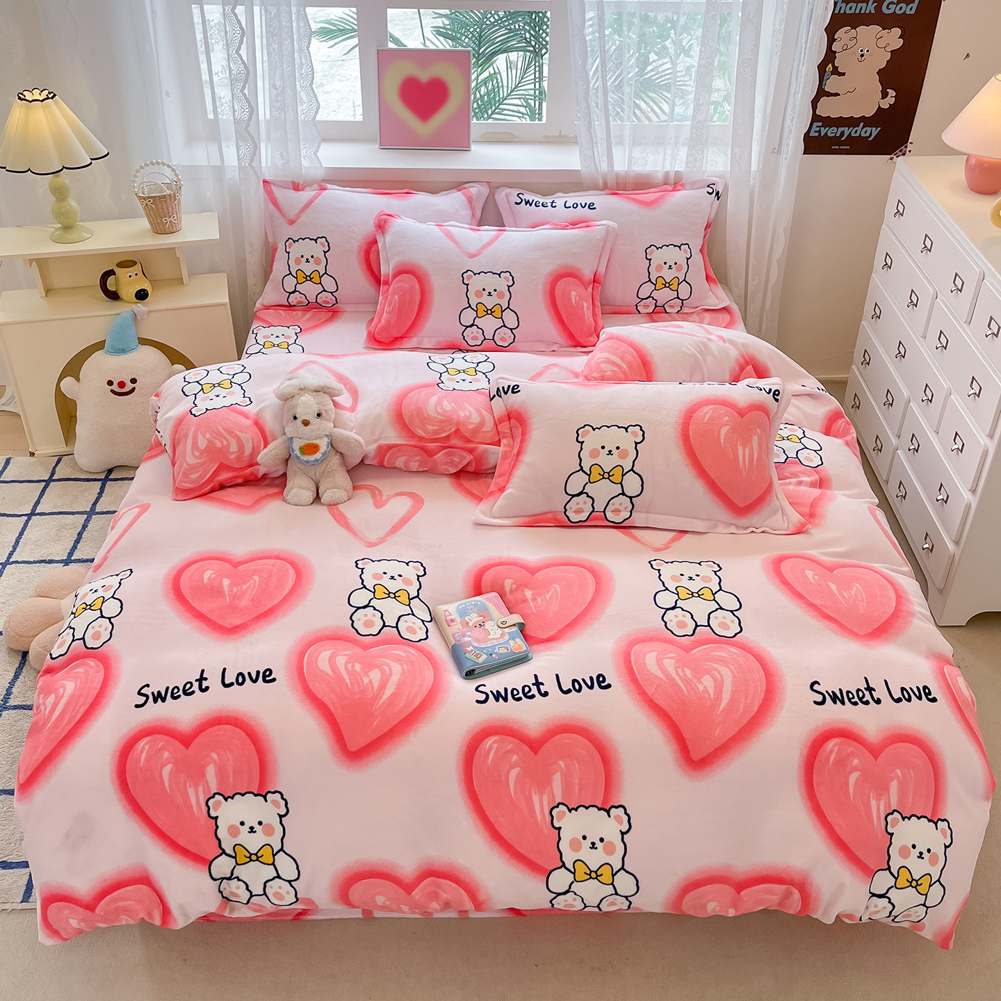 牛奶绒四件套床上加厚毛绒珊瑚绒水晶绒双面被套法兰绒床单三件套,淘宝优惠券,粉丝福利购,淘宝优惠卷