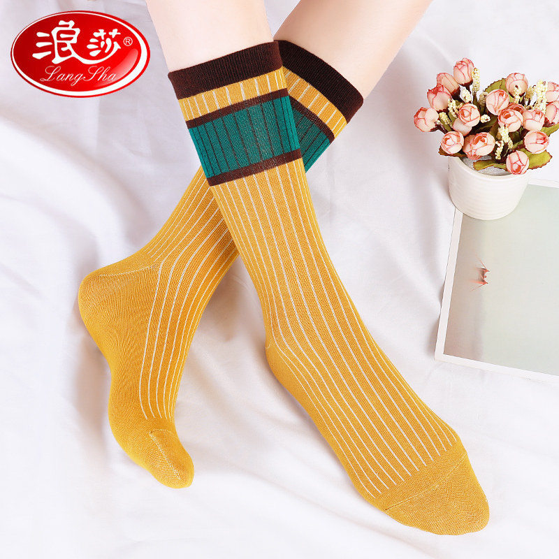 浪莎子女高筒新款纯棉秋冬潮长筒袜 浪莎天恒短袜/打底袜/丝袜/美腿袜