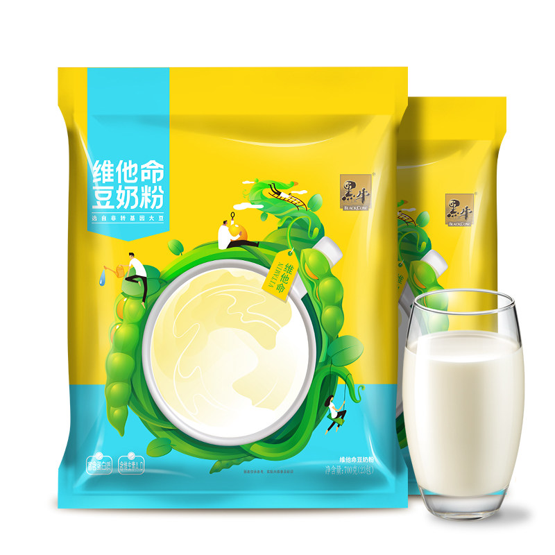 黑牛豆奶粉早餐营养学生720g*2袋儿童即食冲饮食品豆浆小包装正品,淘宝优惠券,粉丝福利购,淘宝优惠卷