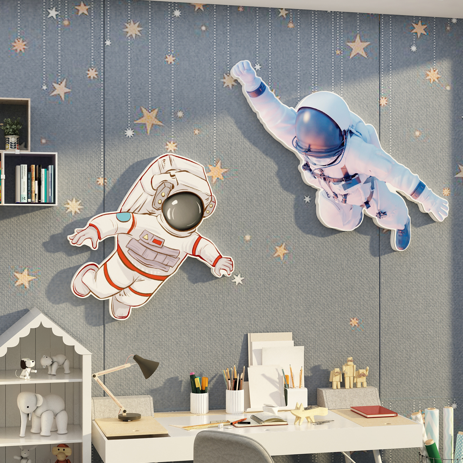 太空人宇航员星球环创主题儿童房间布置墙面装饰壁画男孩卧室贴纸 - 图2