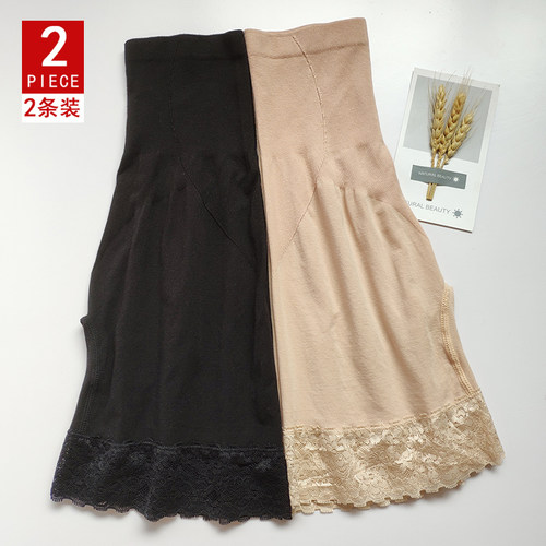 安全裤防走光女夏纯棉不卷边蕾丝大码薄款胖mm可外穿内高腰打底裤 - 图0