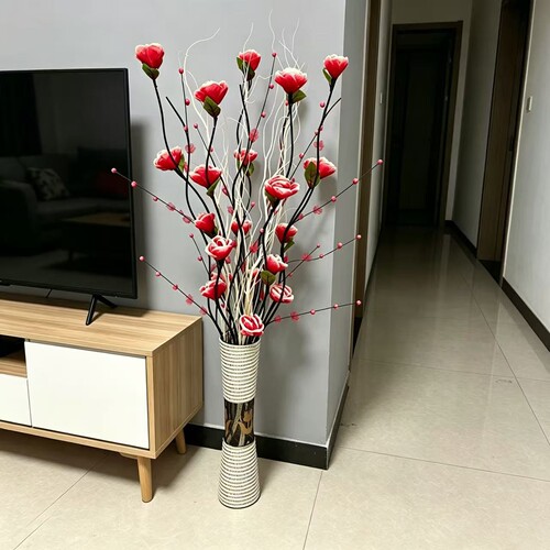 叶脉干花客厅落地假花仿真干枝插花套装玫瑰居家新房装饰包邮 - 图1