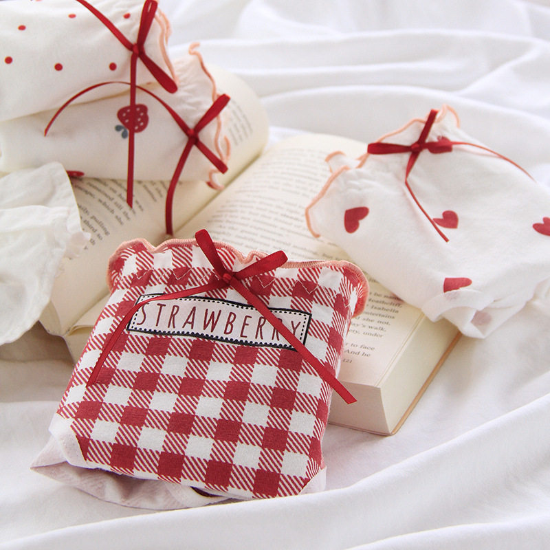 日系女内裤纯棉裆甜美少女柔软学生印花透气蝴蝶结可爱三角短裤,淘宝优惠券,粉丝福利购,淘宝优惠卷