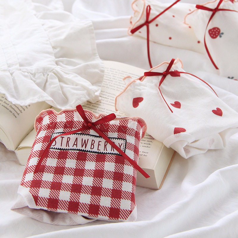 日系女内裤纯棉裆甜美少女柔软学生印花透气蝴蝶结可爱三角短裤,淘宝优惠券,粉丝福利购,淘宝优惠卷