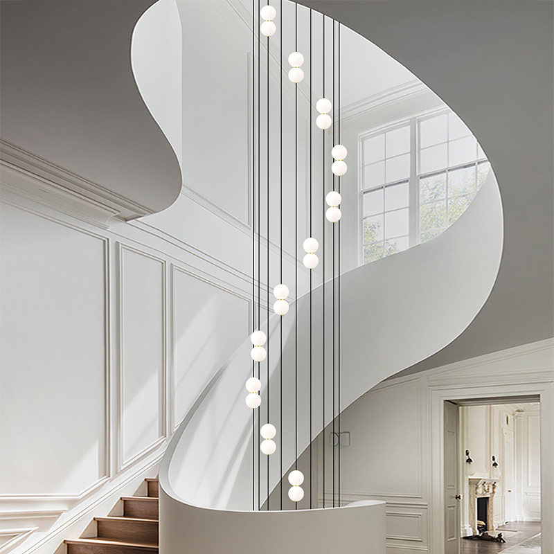 楼梯吊灯现代极简创意旋转loft小复式楼挑空别墅狭窄楼梯间长吊灯,淘宝优惠券,粉丝福利购,淘宝优惠卷