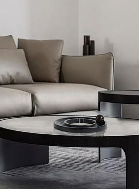 现代轻奢黑色大理石圆环托盘桌面摆件样板房售楼处软装饰品摆设球