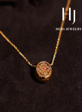 HersJewelry超闪方糖黄钻项链女轻奢高级感锁骨链s925银