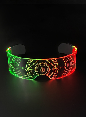 酒吧夜场舞台表演出酒气氛道具LED发光星际眼镜KTV音乐派对眼镜