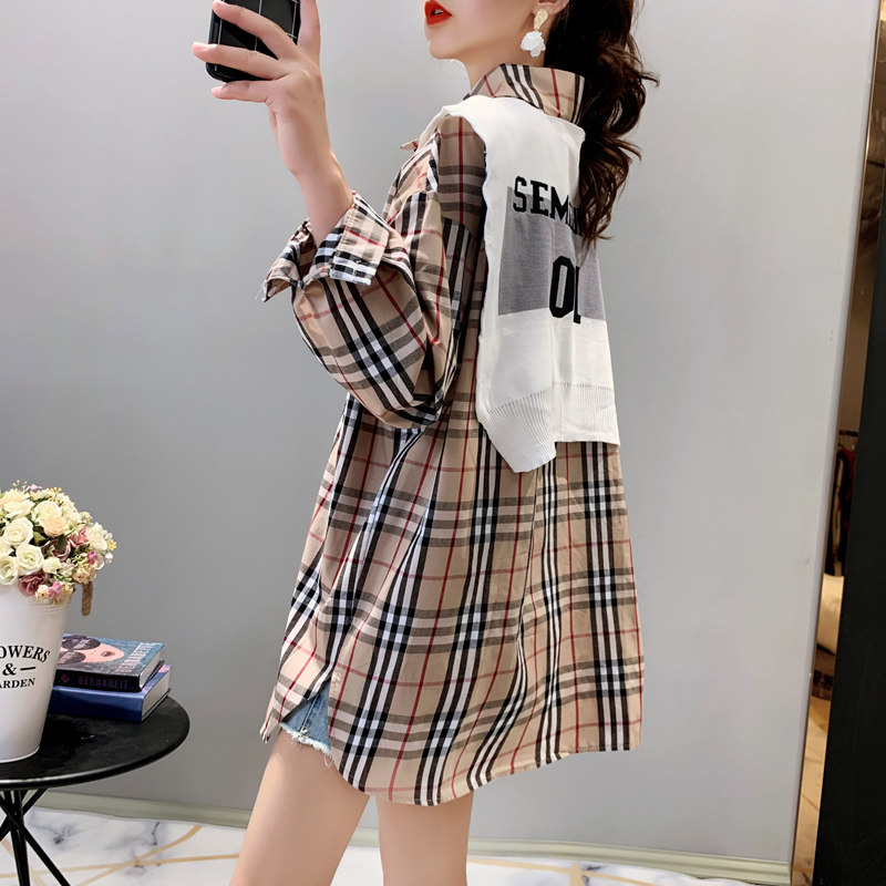 减10女宽松显瘦韩版2020秋冬款衬衫 卡卡小镇衬衫