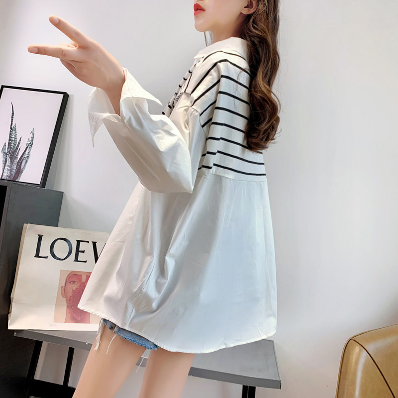 慵懒风披肩假两件女2020新款衬衫 卡卡小镇衬衫