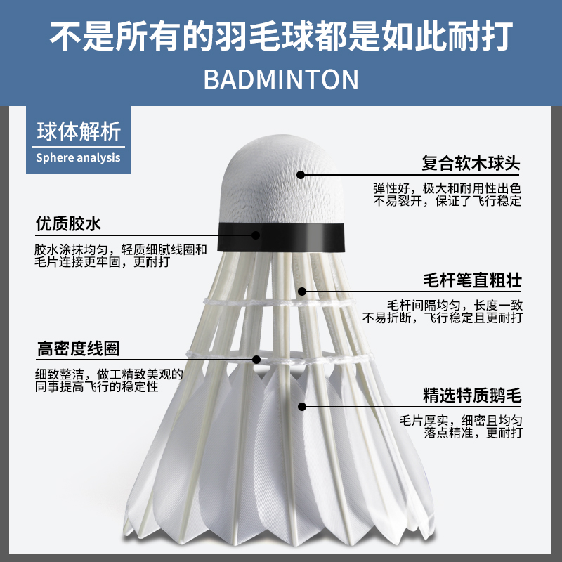 李宁羽毛球正品旗舰店官方训练耐打王比赛专业G100防风球A+60鹅毛-图2