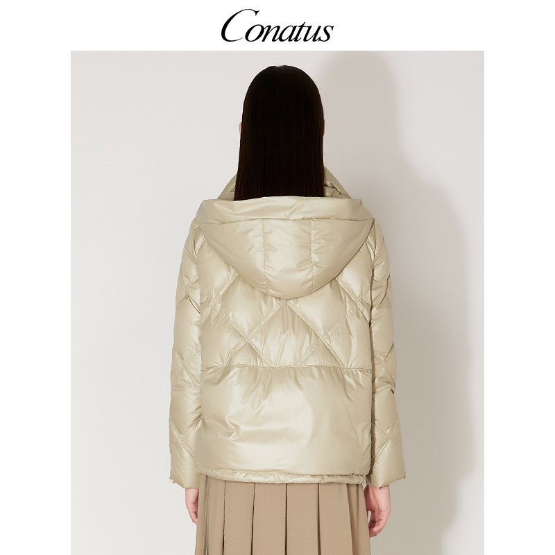CONATUS/珂尼蒂思连帽外套冬季新款简约鹅绒短款羽绒服女