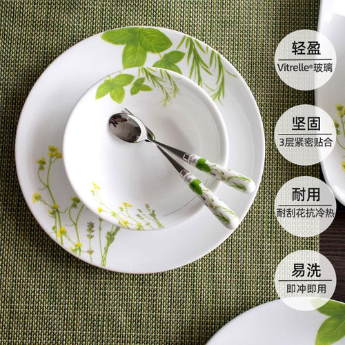 专柜康宁餐具欧洲香草corelle16件玻璃碗碟盘婚礼盒套装进口正品 - 图0