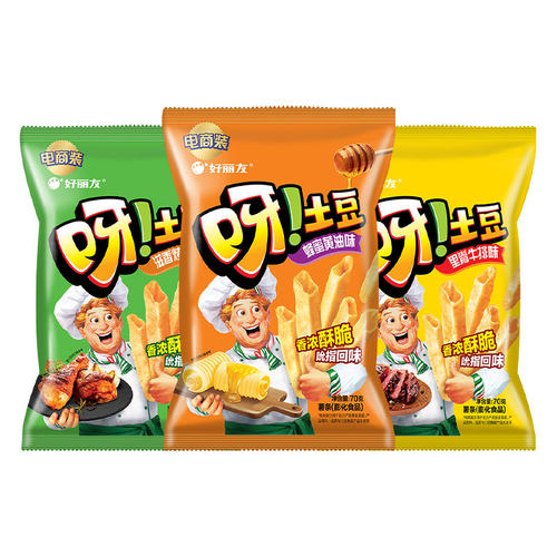 好丽友呀土豆薯条70g办公室好吃的解馋小零食休闲食品小吃大礼包 - 图3